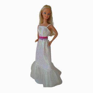 Vintage 1983  Crystal Barbie Doll Mattel White Dress Blonde Porcelain Collection